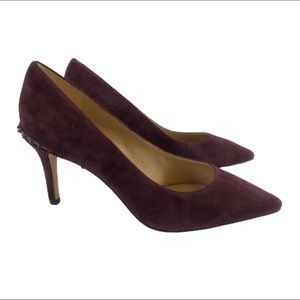 Sam Edelman Black Tonia Suede Pointed Toe Heels Pumps size 7.5 Burgundy red NWOB